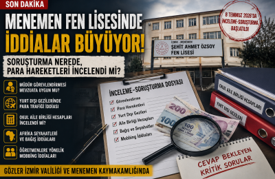 # MENEMEN’DE FEN LİSESİ DOSYASI DERİNLEŞİYOR: ATAMADAN PARA TRAFİĞİNE, YANIT BEKLEYEN KRİTİK SORULAR