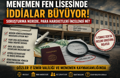 # MENEMEN’İN ÖDÜLLÜ FEN LİSESİNDE SORU İŞARETLERİ BÜYÜYOR: 8 TEMMUZ’DA AÇILAN SORUŞTURMADA NE BULUNDU?