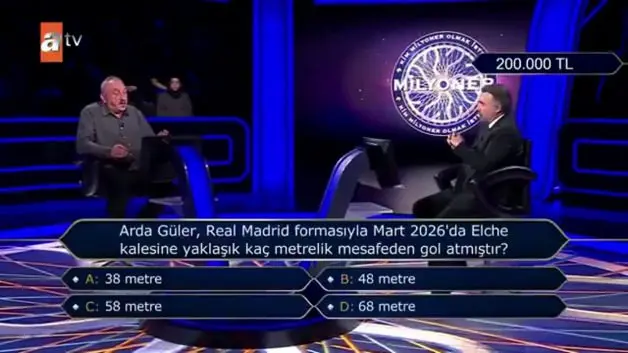Arda Güler'in çok konuşulan golü Milyoner'de soruldu