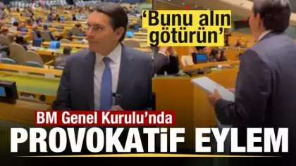 BM Genel Kurulu'nda provokatif eylem: Bunu alın götürün