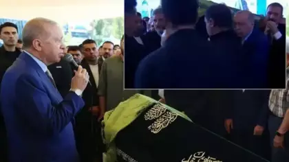 Erdoğan’dan duygulandıran veda! Son görev için tabuta omuz verdi