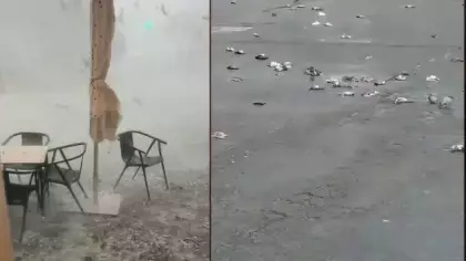 Fırtına ve dolu yağışı İspanya'yı savaş alanına çevirdi