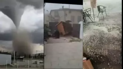 Fransa'yı hortum vurdu! Babanın cam kapıyı elleriyle tuttuğu anlar viral oldu