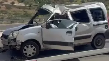 Hafif ticari araç, şarampole devrildi: 1 ölü, 1 yaralı