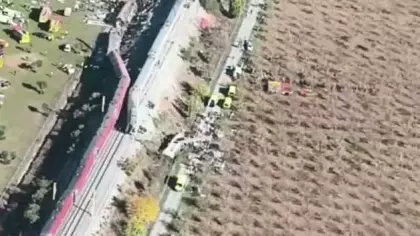 İspanya'daki 46 kişinin hayatını kaybettiği kaza alanı havadan görüntülendi!