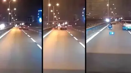 İstanbul'da trafik terörü kamerada: Otomobilin çarptığı motosikletliler koşarak kaçtı!
