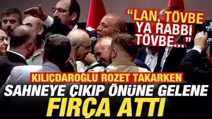 Kılıçdaroğlu rozet takarken sahneye çıkıp önüne gelene fırça attı: Lan, tövbe Ya Rabbi...