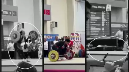 Mısırlı halterci Nora Essam Helmy Akdeniz Oyunları'nda podyumda bayıldı