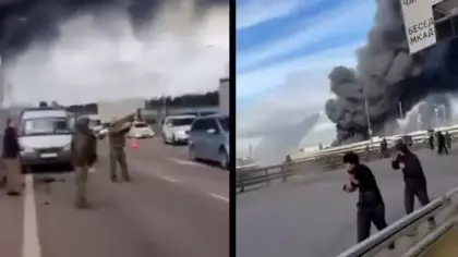 Moskova'da sivil trafiğin ortasında 