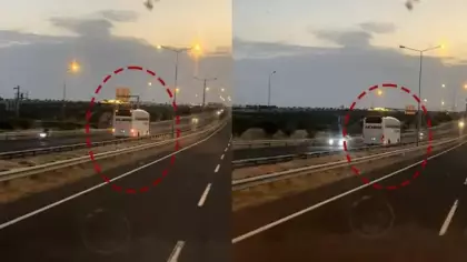 Otoyolda yürekleri ağza getiren anlar! Yolcu otobüsü ters yönde ilerledi!