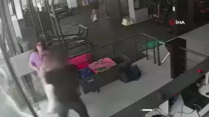 Spor salonunda kadına şiddet kamerada