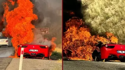 Süper lüks otomobil dakikalar içinde küle döndü