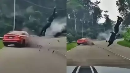 Süratli motosikletli karşı şeride geçince feci kazaya neden oldu